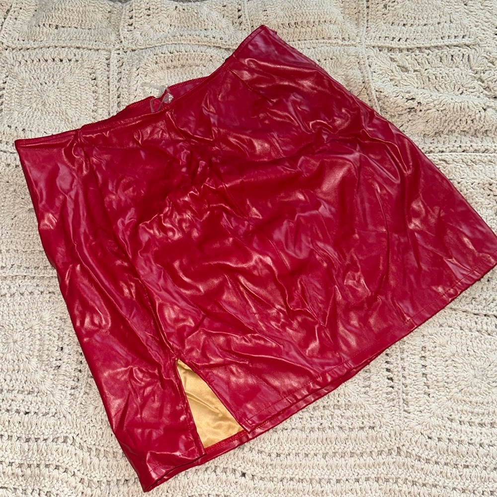 Red Faux Leather Windsor Skirt!